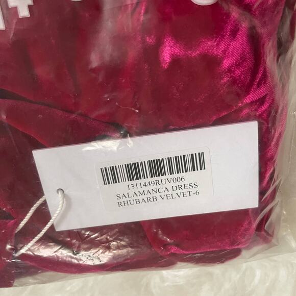 NWT Reformation Salamanca Slip Dress Midi Drape Rhubarb Velvet sz 6 - Picture 4 of 9